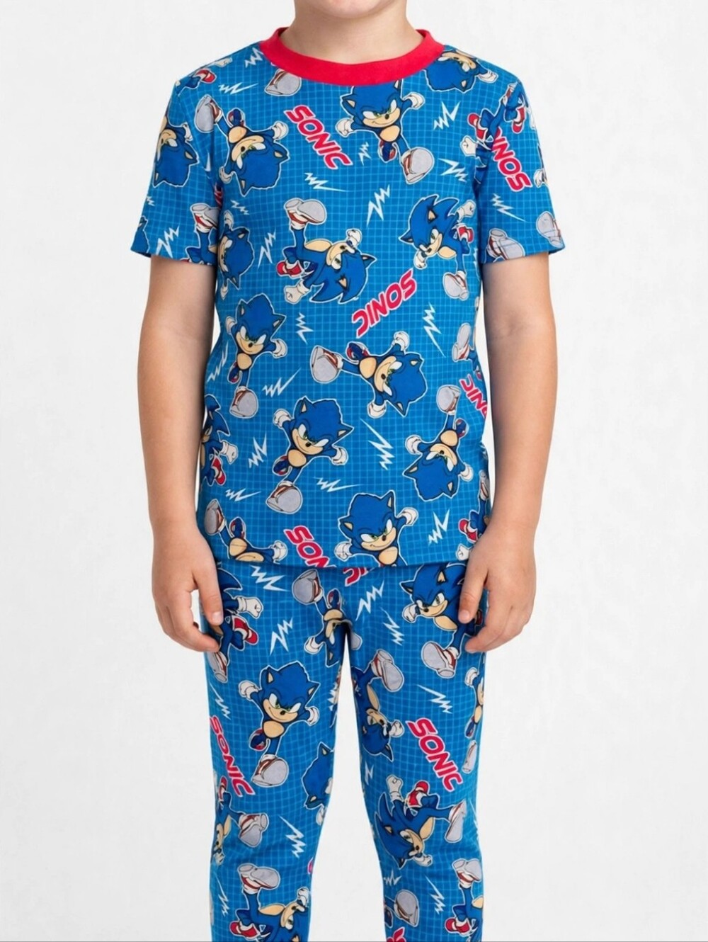 Sonic 3 The Hedgehog Kids Blue & Red Pajama Set. Size 6 NWT